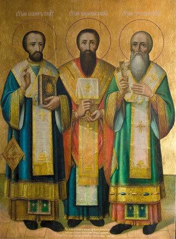 12 лютого вшановуємо собор трьох святителів: Івана Золотоустого, Василія Великого, Григорія Богослова